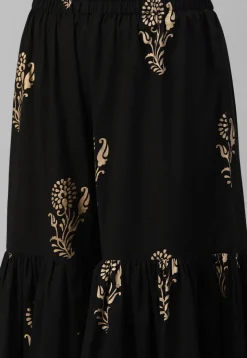 Foil Printed Cotton Pakistani Suit in Black