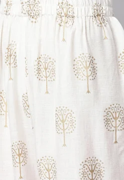 Foil Printed Cotton Pakistani Suit in White