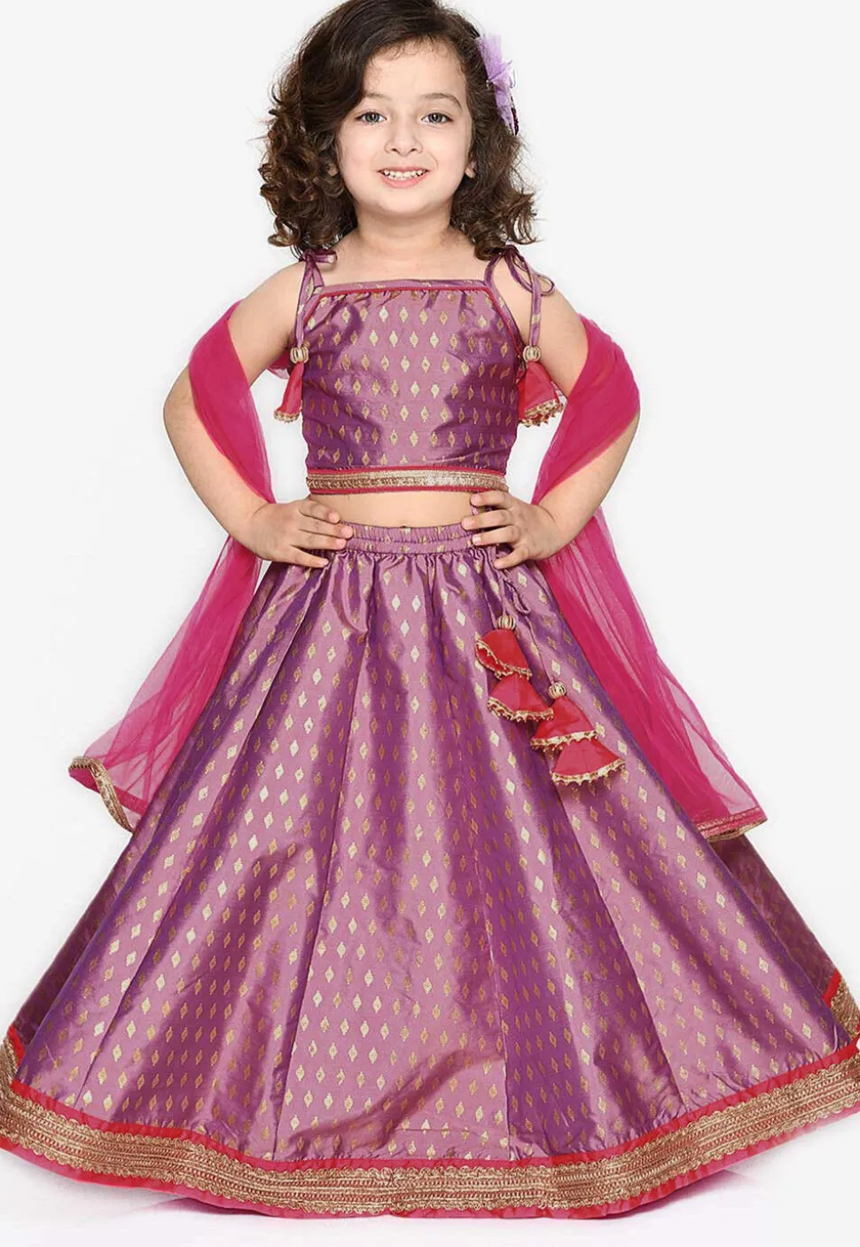 Foil Printed Cotton Silk Lehenga in Light Purple
