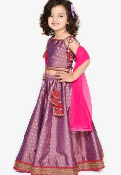 Foil Printed Cotton Silk Lehenga in Light Purple