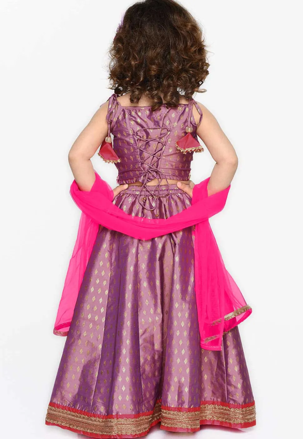 Foil Printed Cotton Silk Lehenga in Light Purple