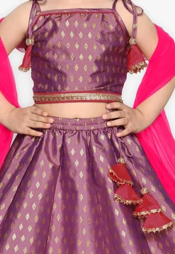 Foil Printed Cotton Silk Lehenga in Light Purple