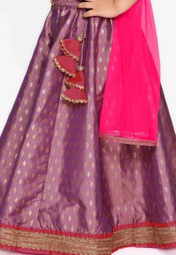 Foil Printed Cotton Silk Lehenga in Light Purple