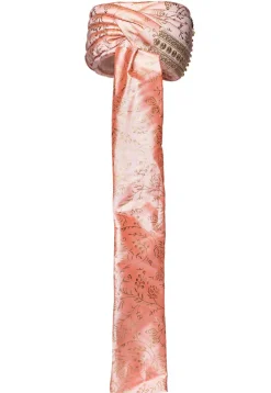 Foil Printed Cotton Silk Turban in Peach