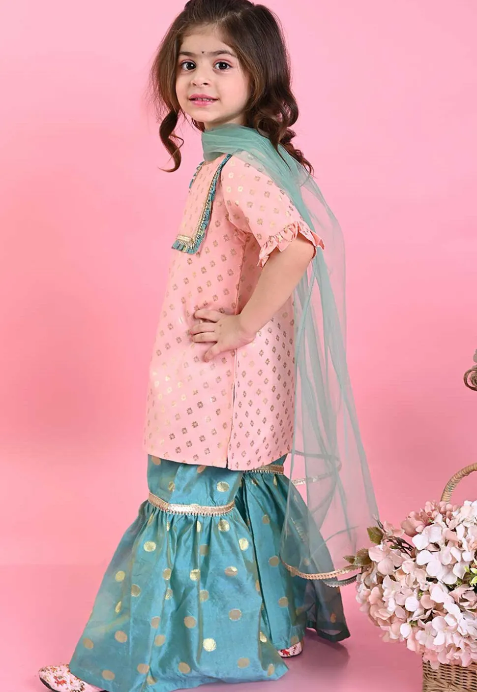 Foil Printed Cotton Silk Pakistani Suit in Pink