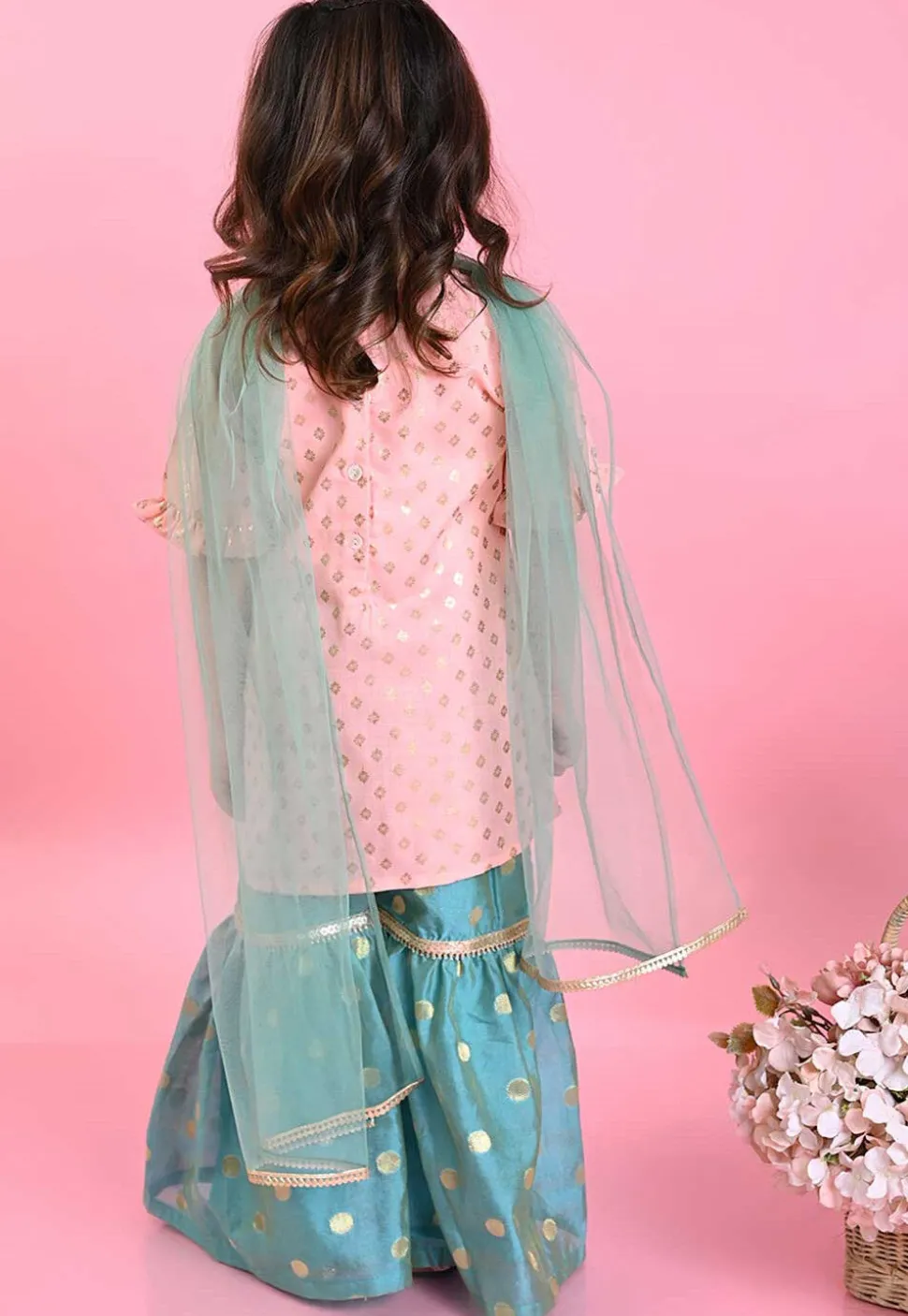Foil Printed Cotton Silk Pakistani Suit in Pink