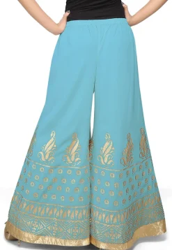 Foil Printed Georgette Palazzo in Sky Blue