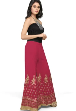 Foil Printed Georgette Palazzo in Magenta