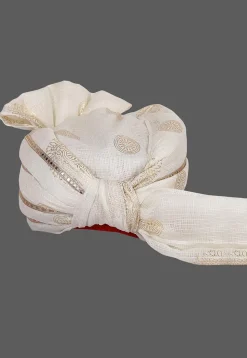 Foil Printed Kota Doria Kids Turban in Off White