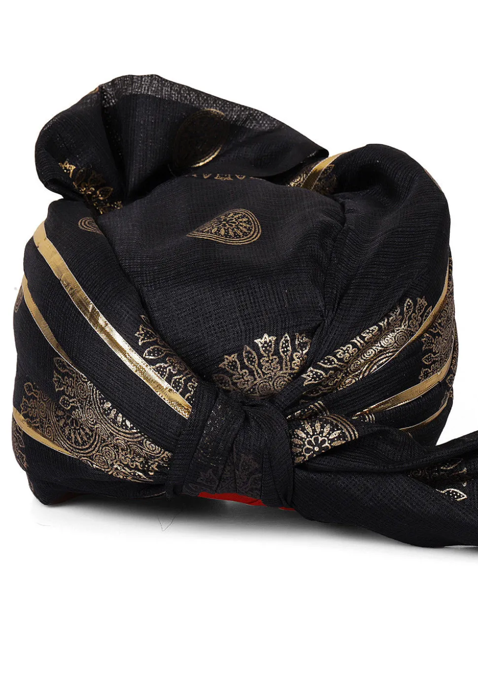 Foil Printed Kota Doria Turban in Black