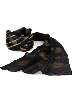 Foil Printed Kota Doria Turban in Black