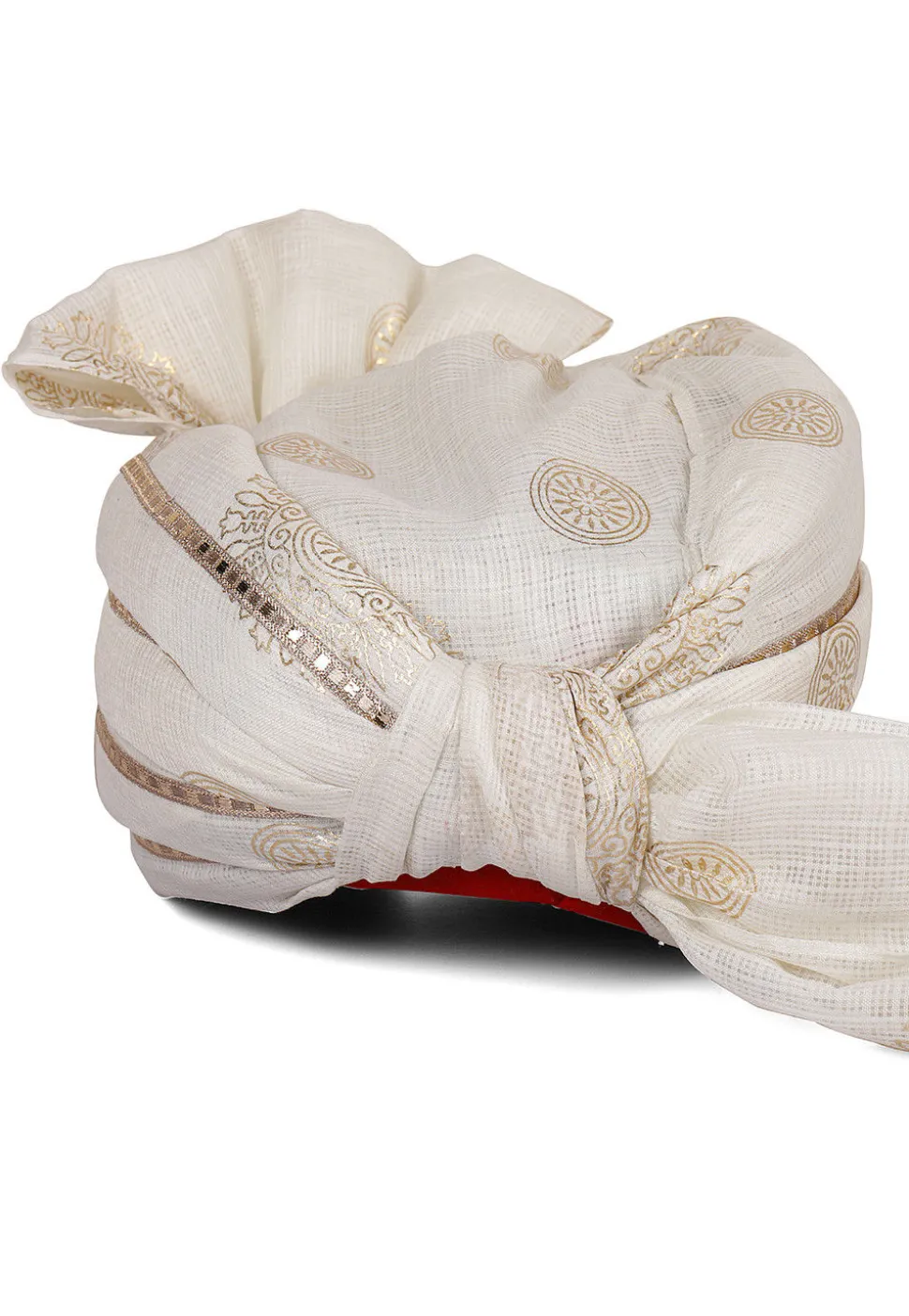 Foil Printed Kota Doria Turban in Off White