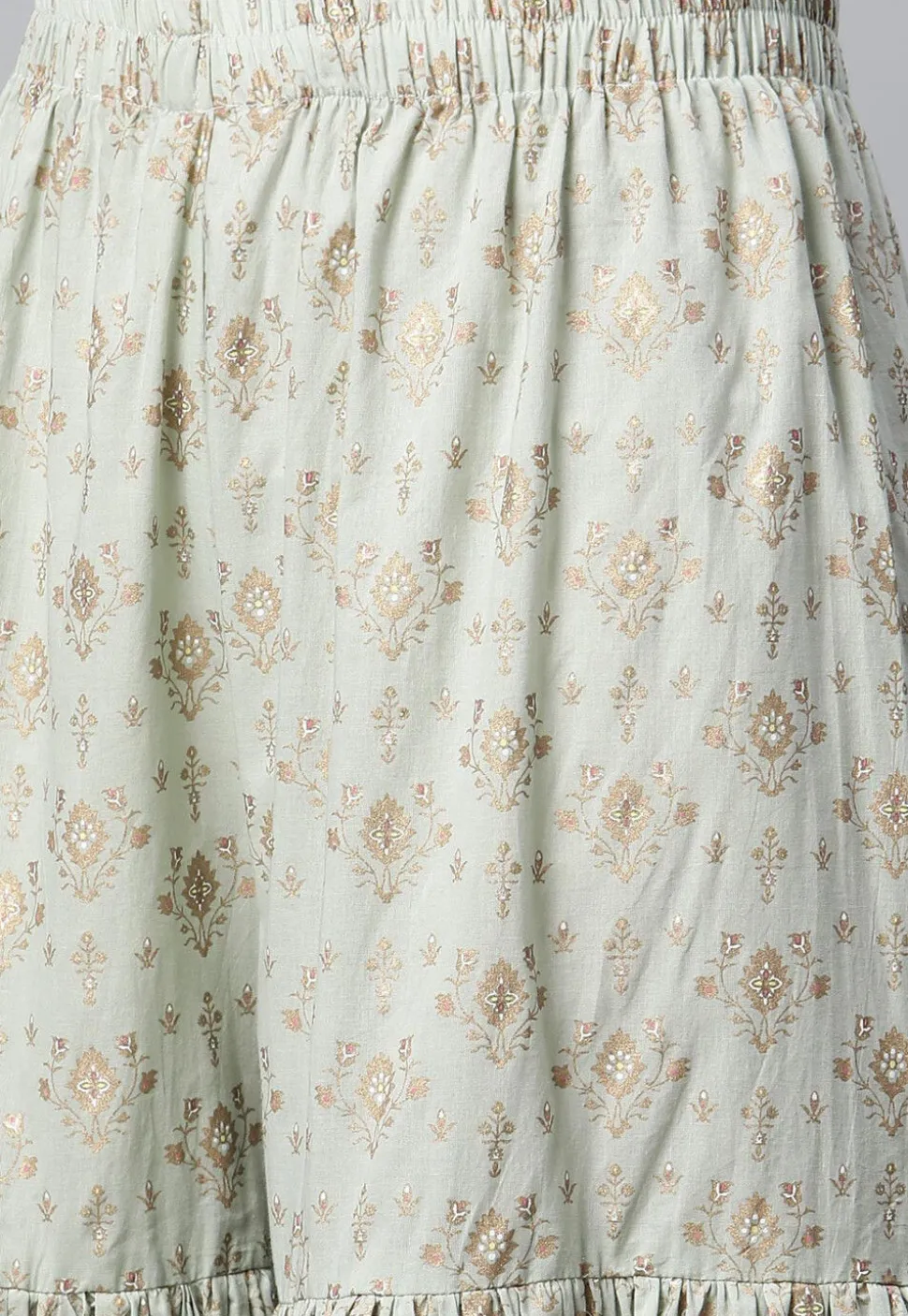 Foil Printed Pure Cotton Pakistani Suit in Sea Green