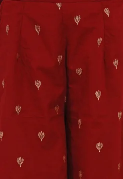 Foil Printed Rayon A Line Kurta Set in Maroon