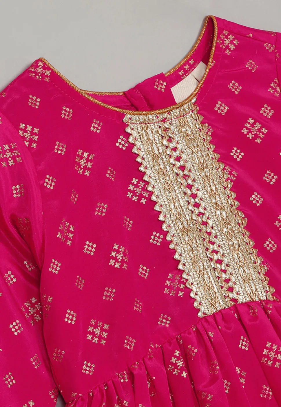 Foil Printed Rayon Kurta Set in Magenta