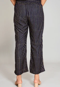 Foil Printed Rayon Pant in Navy Blue