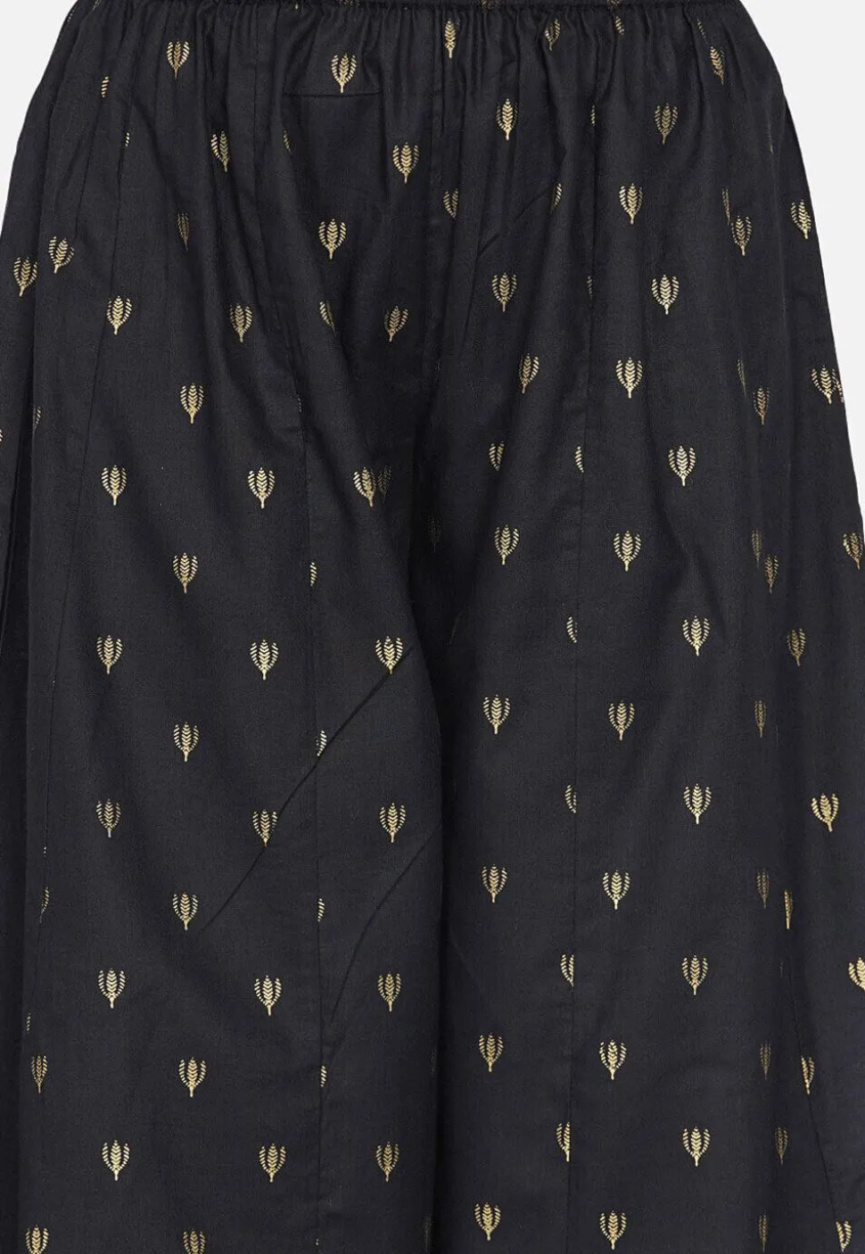 Foil Printed Rayon Straight Kurta Set in Black