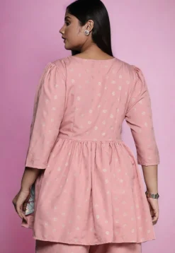 Foil Printed Rayon Tunic in Peach