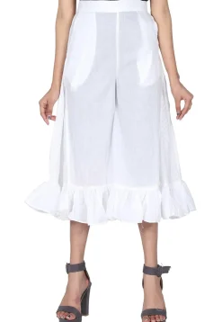 Frilled Hemline Cotton Brasso Culottes in White