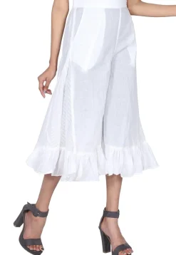 Frilled Hemline Cotton Brasso Culottes in White
