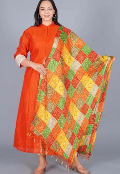 Front Slit Art Silk Anarkali Suit in Orange