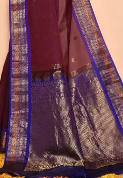 Gadwal Pure Silk Cotton Handloom Saree in Wine