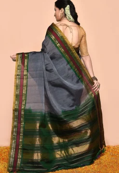 Gadwal Pure Silk Cotton Handloom Saree in Grey
