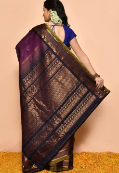 Gadwal Pure Silk Cotton Handloom Saree in Wine