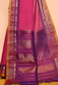 Gadwal Pure Silk Cotton Handloom Saree in Magenta