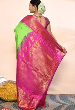 Gadwal Pure Silk Handloom Saree in Light Green