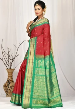 Gadwal Pure Silk Handloom Saree in Red