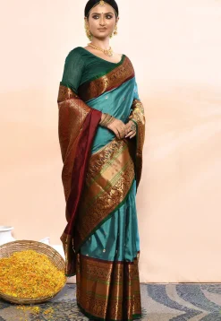 Gadwal Pure Silk Handloom Saree in Blue