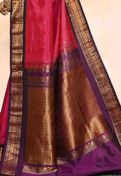 Gadwal Pure Silk Handloom Saree in Magenta