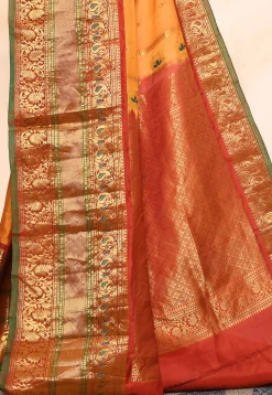 Gadwal Pure Silk Handloom Saree in Orange