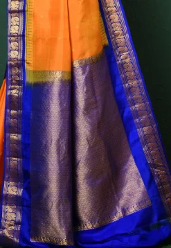 Gadwal Pure Silk Handloom Saree in Orange