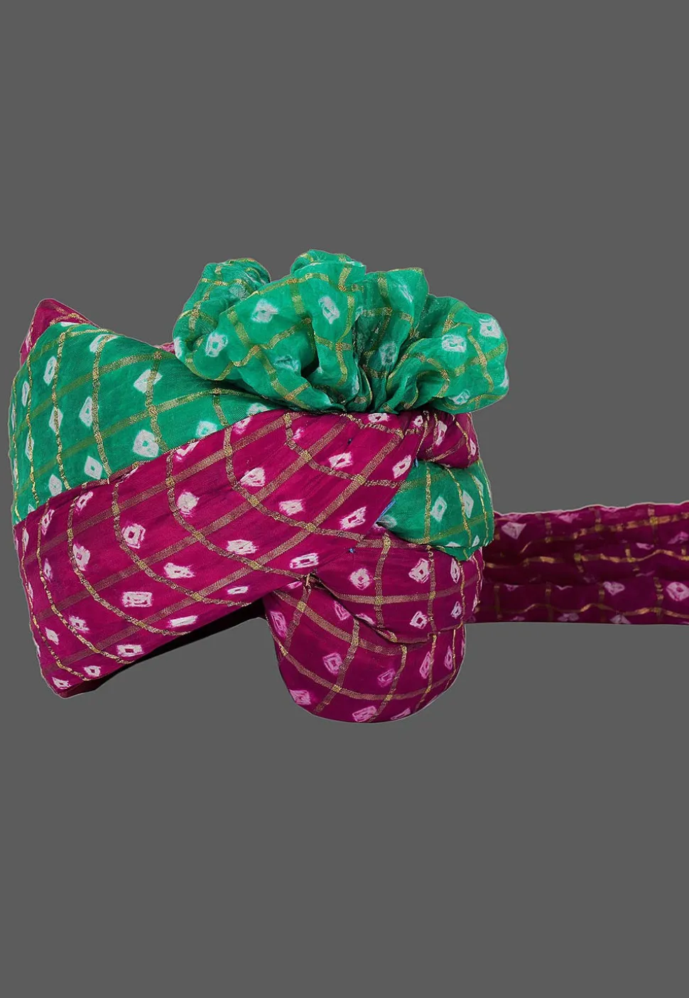 Ghatchola Art Silk Kids Turban in Magenta and Teal Green