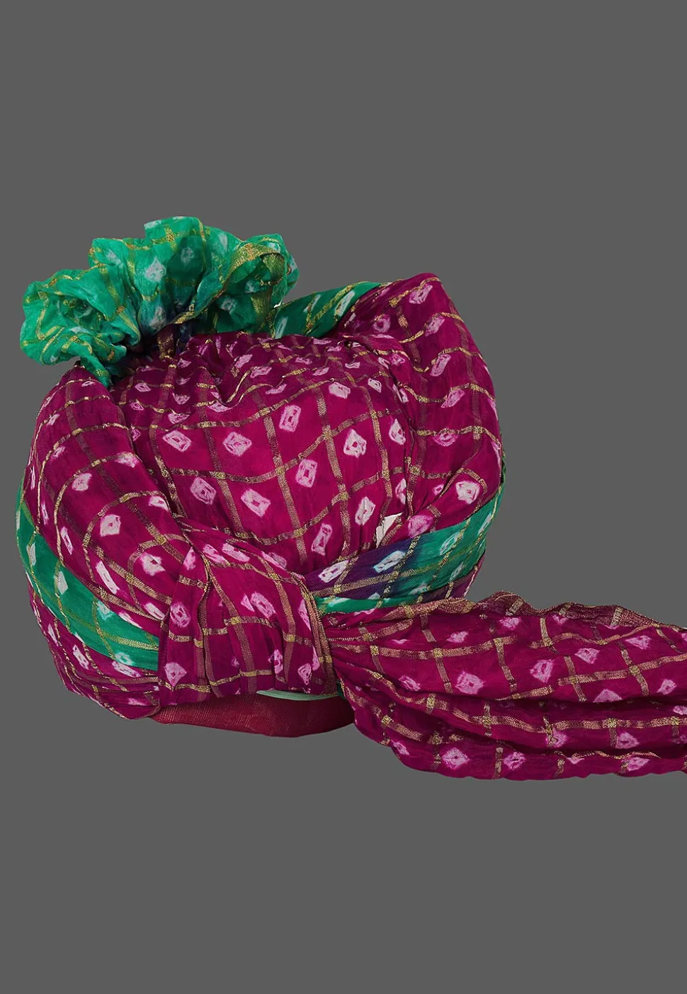 Ghatchola Art Silk Kids Turban in Magenta and Teal Green