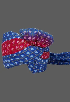 Ghatchola Art Silk Kids Turban in Royal Blue and Red