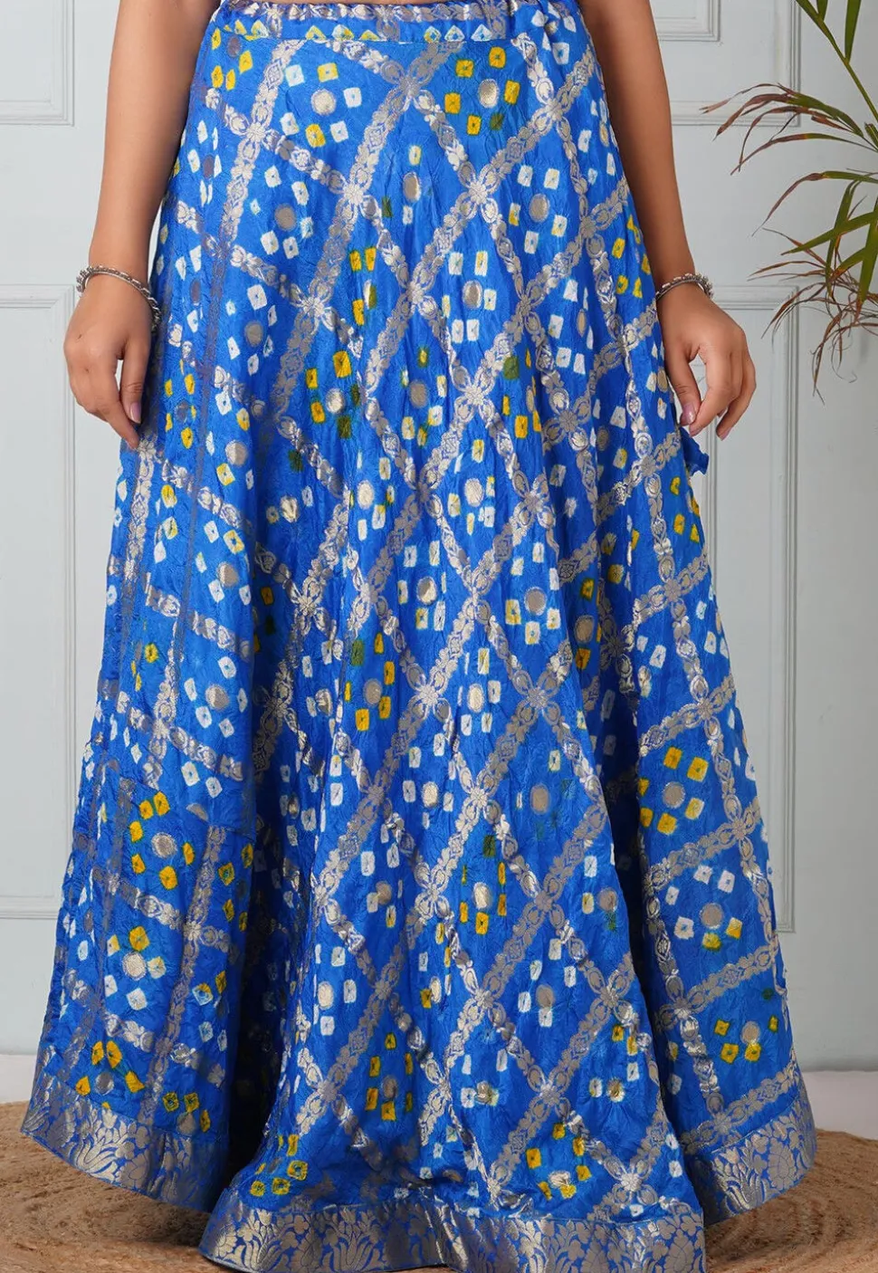Ghatchola Art Silk Skirt in Royal Blue
