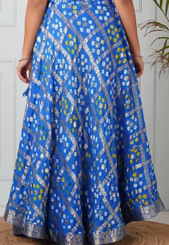 Ghatchola Art Silk Skirt in Royal Blue