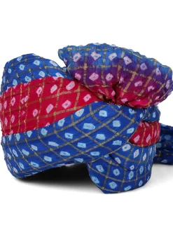 Ghatchola Art Silk Turban in Blue and Fuchsia