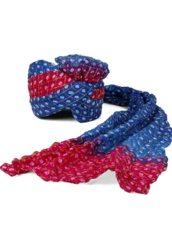 Ghatchola Art Silk Turban in Blue and Fuchsia