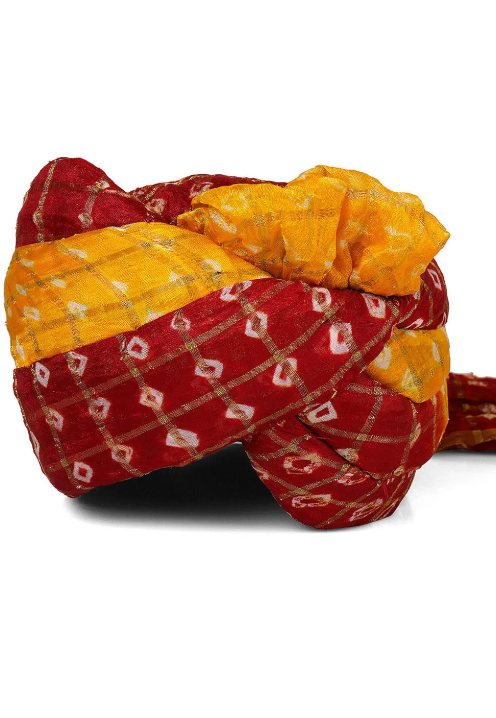 Ghatchola Art Silk Unisex Turban in Maroon and Yellow