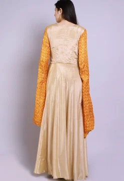 Ghatchola Chinon Crepe Gown in Beige