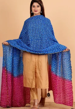 Ghatchola Dupatta in Royal Blue and Fuchsia