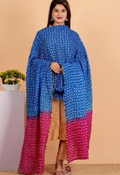 Ghatchola Dupatta in Royal Blue and Fuchsia