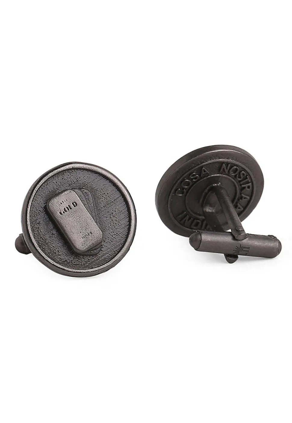 Gold Biscuit Metallic Cufflink Pair