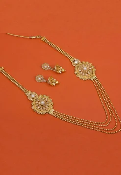 Gold Plated Beaded Layered Necklace Set