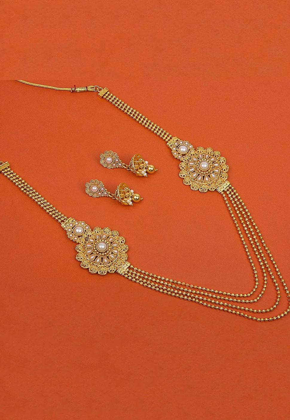 Gold Plated Beaded Layered Necklace Set
