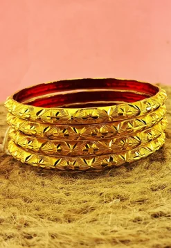 Golden Polished Bangle Set